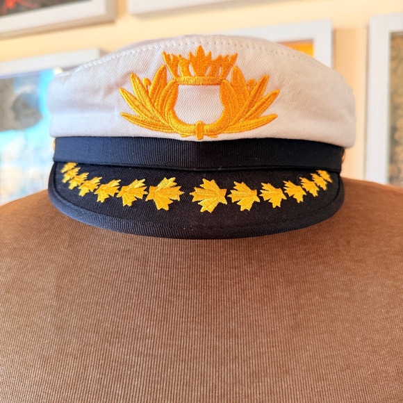 Vintage Captain’s Hat – Navy & White with Gold Embroidery - Picture 1 of 5